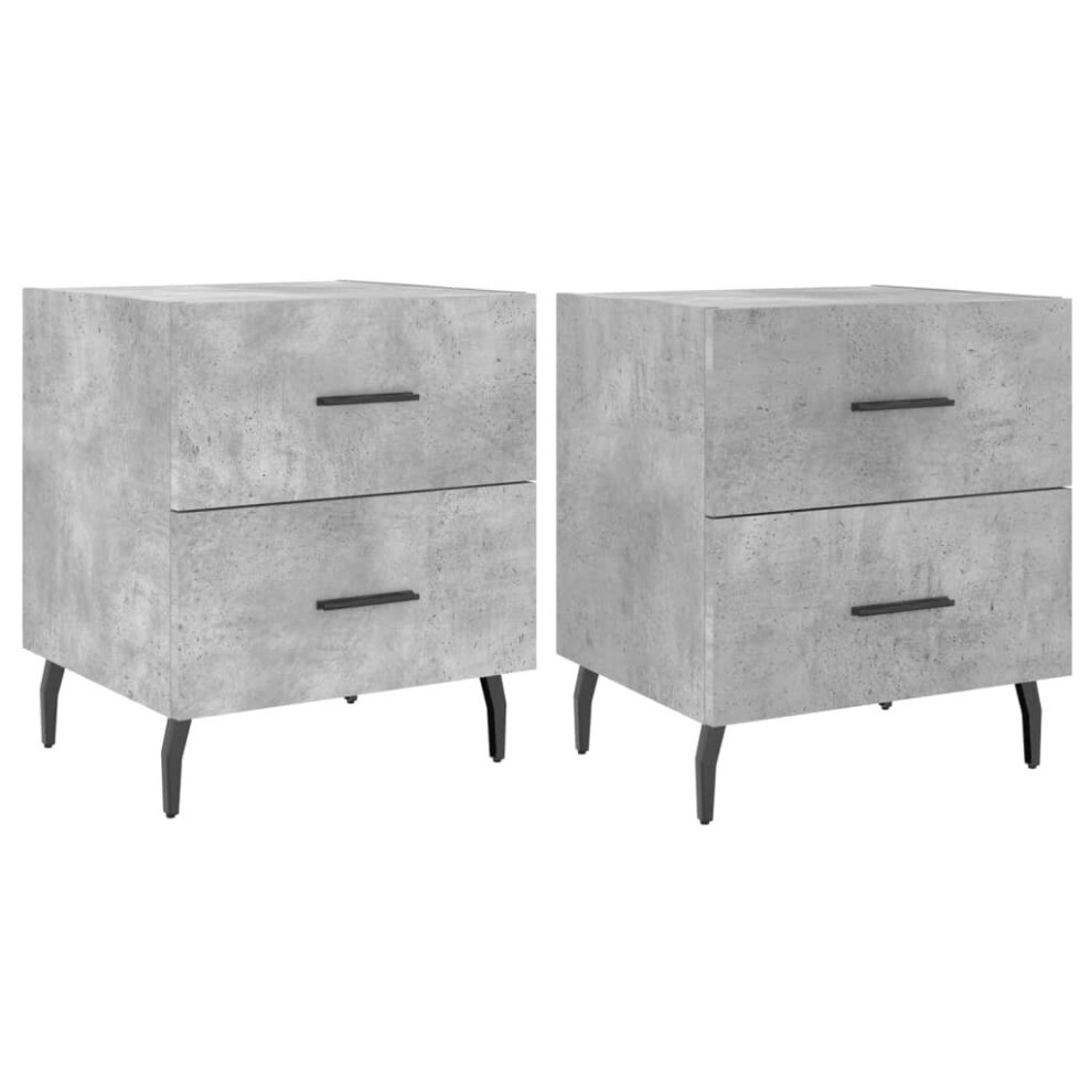 Vidaxl (Concrete Grey, 2 Pcs) Bedside Cabinets Nightstand Bedside Table 2 Pcs White Engineered Wood