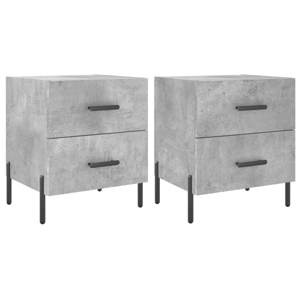 (concrete grey, 2 pcs) vidaXL Bedside Cabinets Nightstand Bedside Table 2 pcs White Engineered Wood