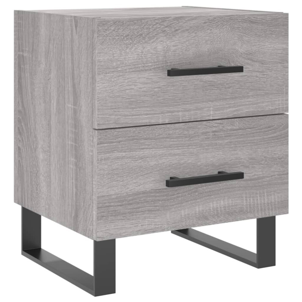 Vidaxl (Grey Sonoma, 1 Pcs) Bedside Cabinet Nightstands 2 Pcs High Gloss White Engineered Wood