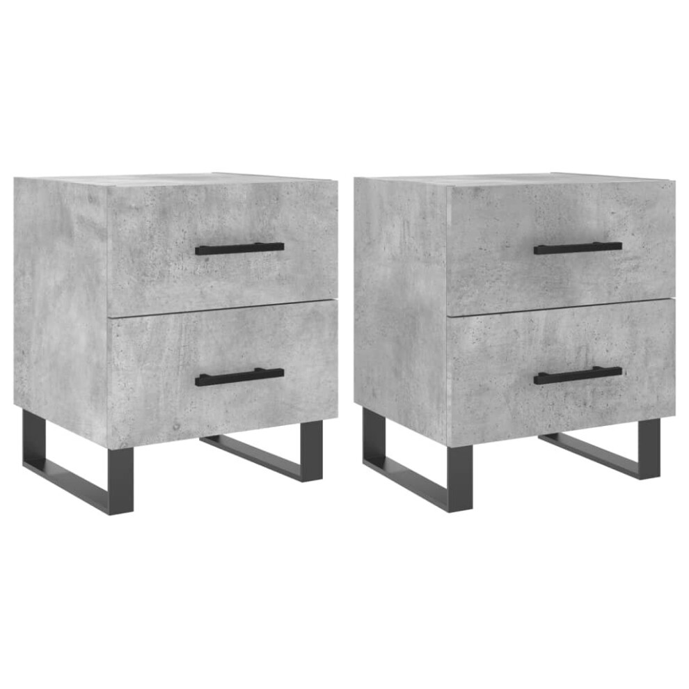 (concrete grey, 2 pcs) vidaXL Bedside Cabinet Nightstands 2 pcs High Gloss White Engineered Wood