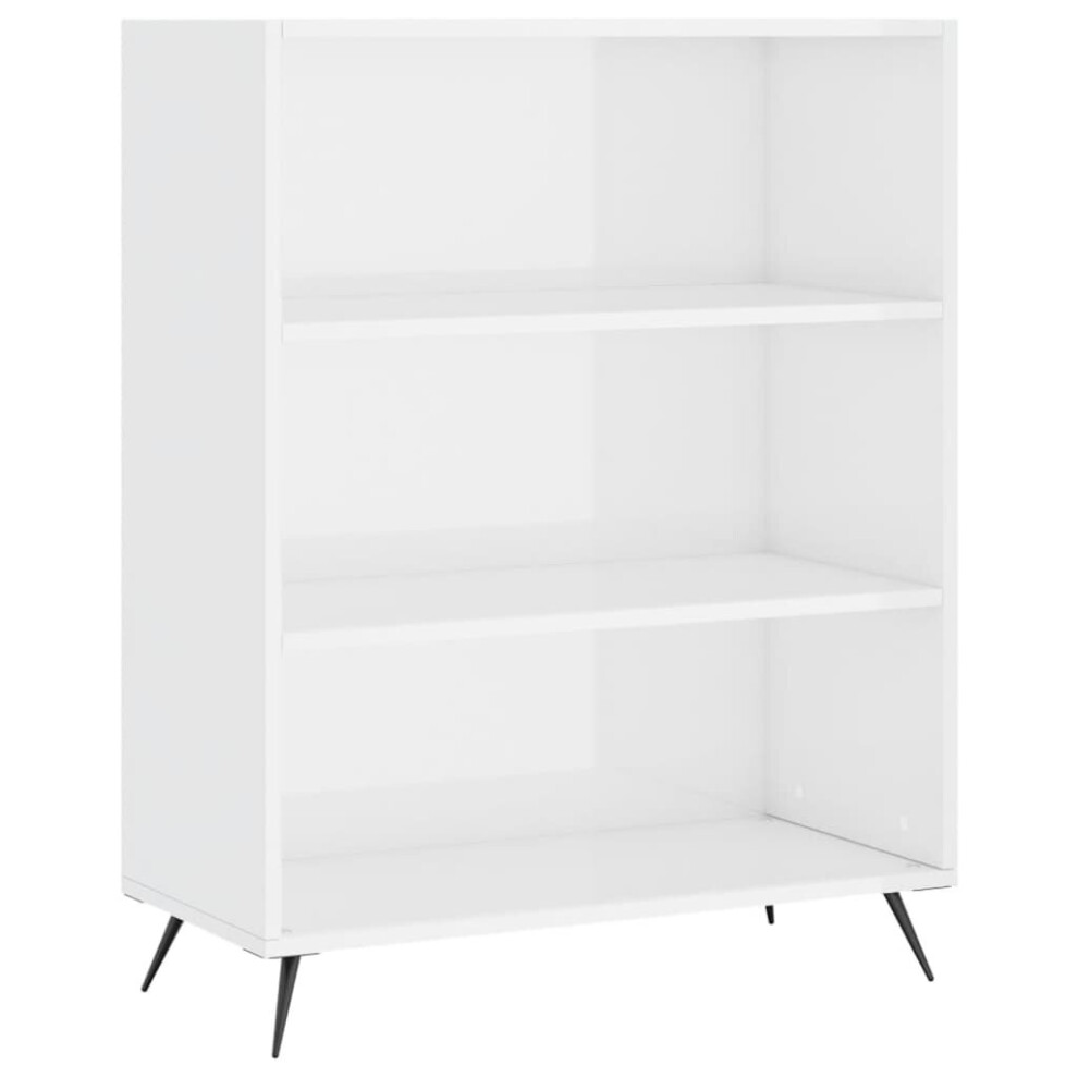 (high Gloss white) vidaXL Bookcase Display Cabinet Sideboard Bookshelf Brown Oak Engineered Wood