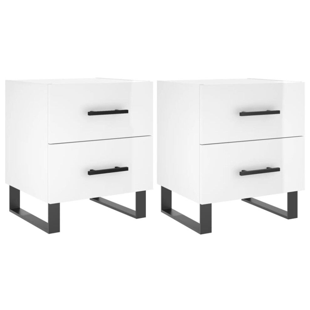 (high gloss white, 2 pcs) vidaXL Bedside Cabinet Nightstands 2 pcs High Gloss White Engineered Wood