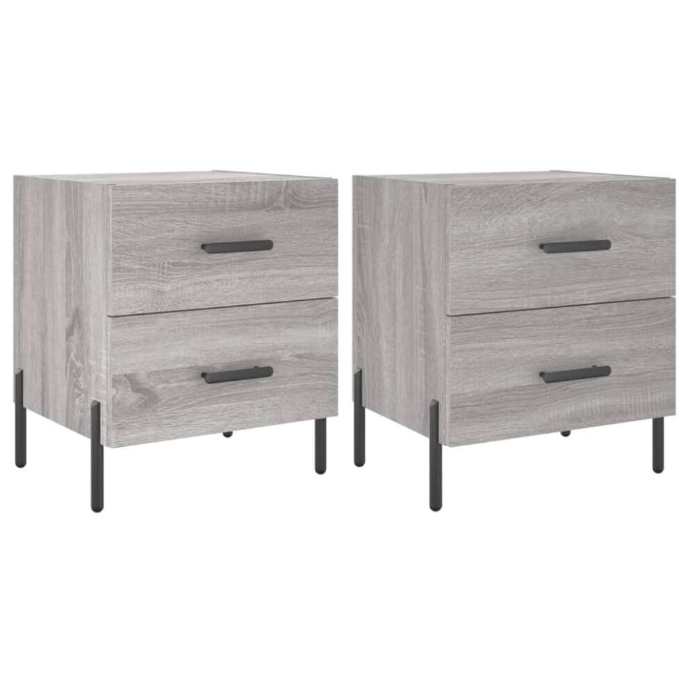 (grey sonoma, 2 pcs) vidaXL Bedside Cabinets Nightstand Bedside Table 2 pcs White Engineered Wood