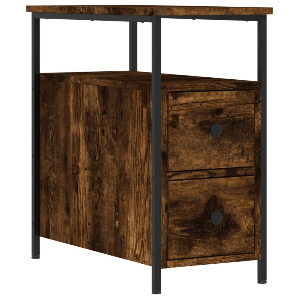 (smoked oak) vidaXL Bedside Cabinet Bedside Table Side Table Sonoma Oak Engineered Wood