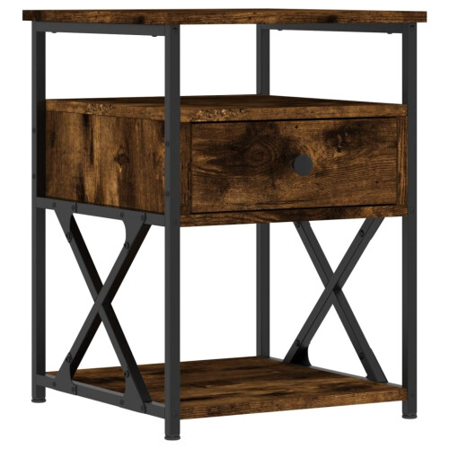 VidaXL (smoked oak) vidaXL Bedside Cabinet Bedside Table Side Table Brown Oak Engineered Wood