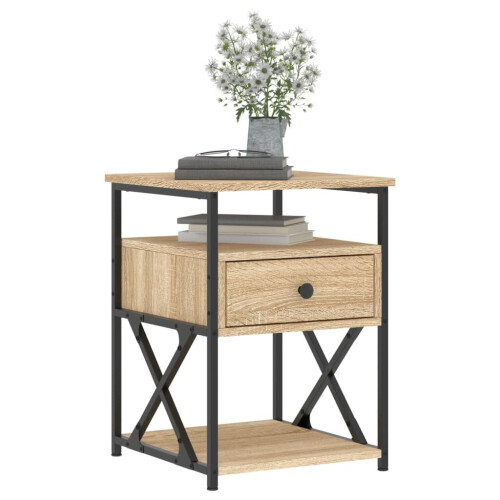 VidaXL (sonoma oak) vidaXL Bedside Cabinet Bedside Table Side Table Brown Oak Engineered Wood 2