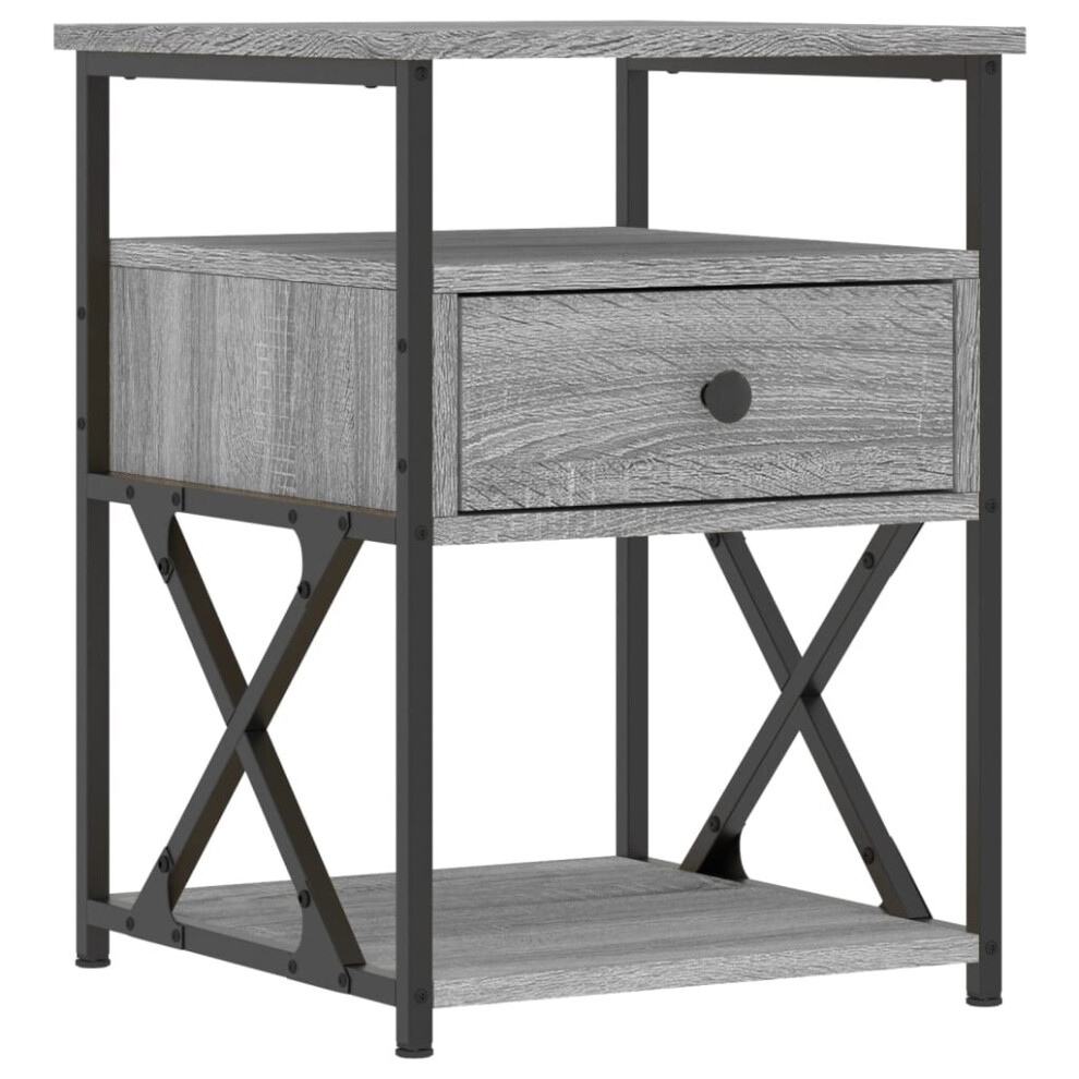 (grey sonoma) vidaXL Bedside Cabinet Bedside Table Side Table Brown Oak Engineered Wood