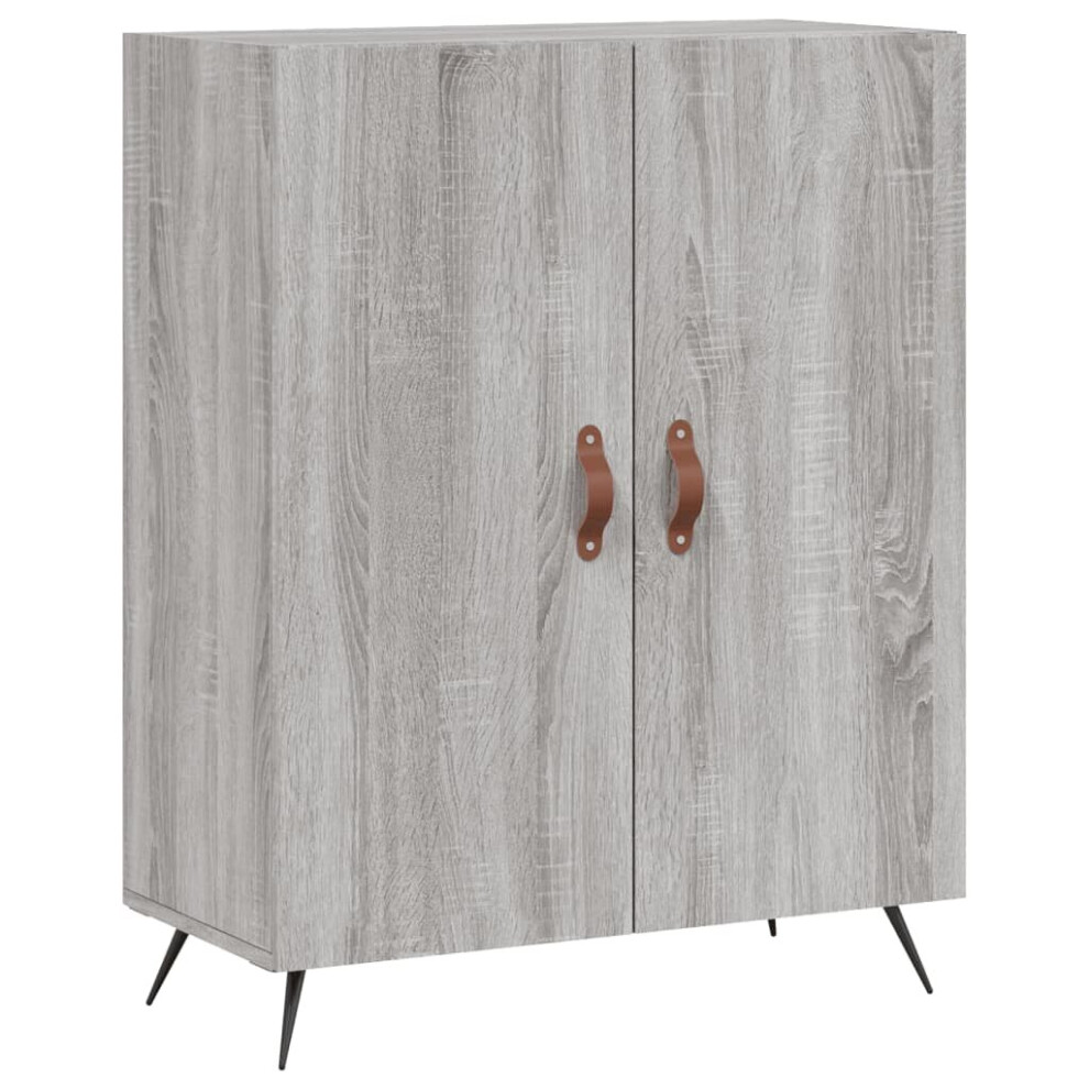 (grey sonoma) vidaXL Sideboard Storage Cabinet Cupboard High Gloss White Engineered Wood