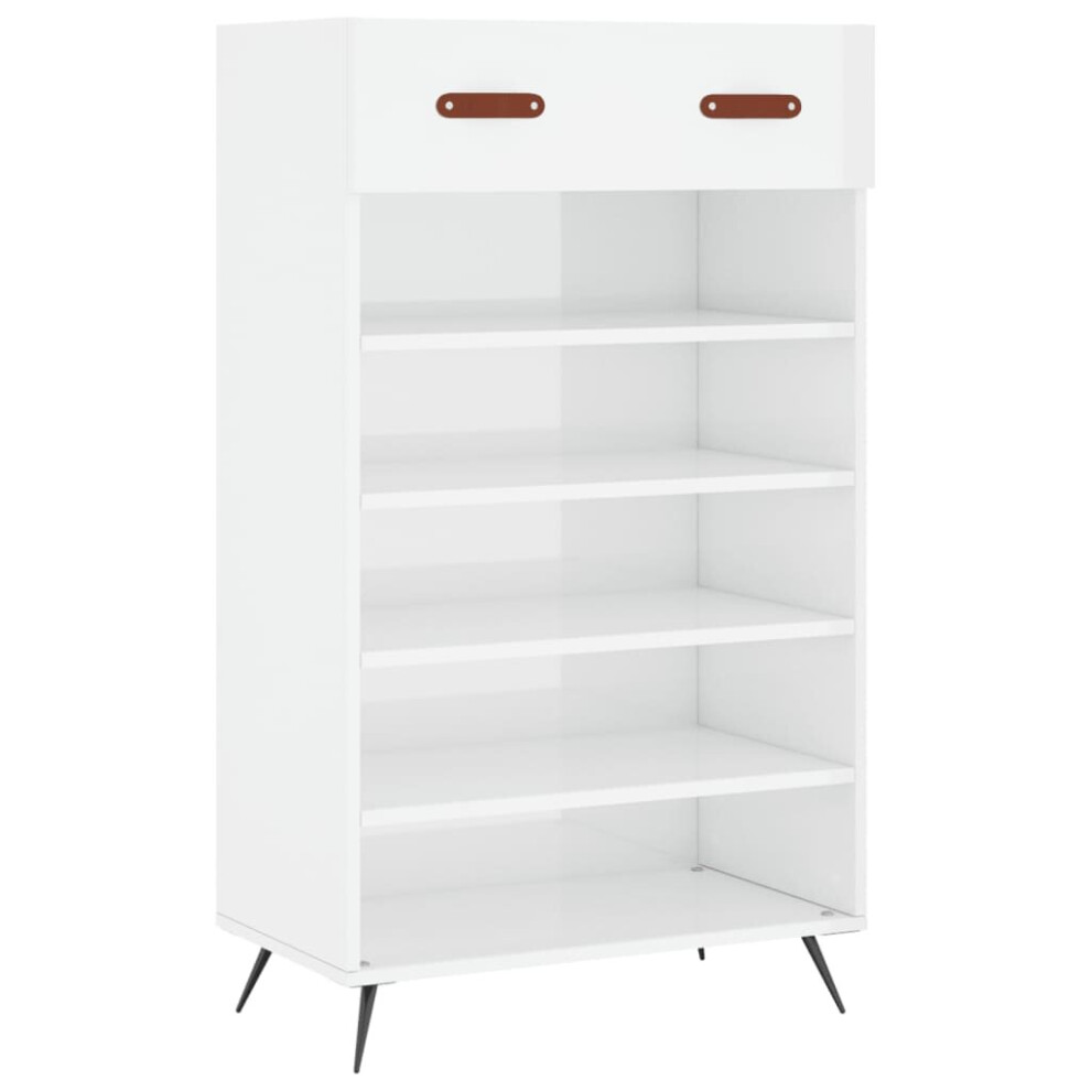 (high gloss white) vidaXL Shoe Cabinet Shoe Cupboard Shoe Storage Rack Smoked Oak Engineered Wood