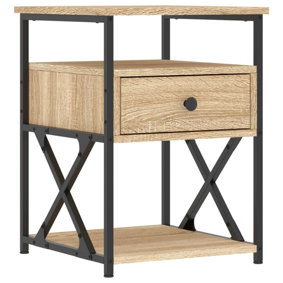 (sonoma oak) vidaXL Bedside Cabinet Bedside Table Side Table Brown Oak Engineered Wood