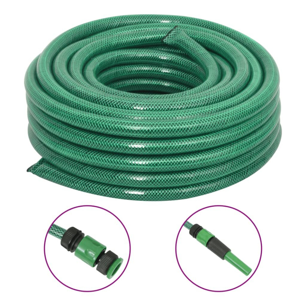 vidaXL Garden Hose with Fitting Set Pool Hose Pipe Water Hose Green 0.75" PVC