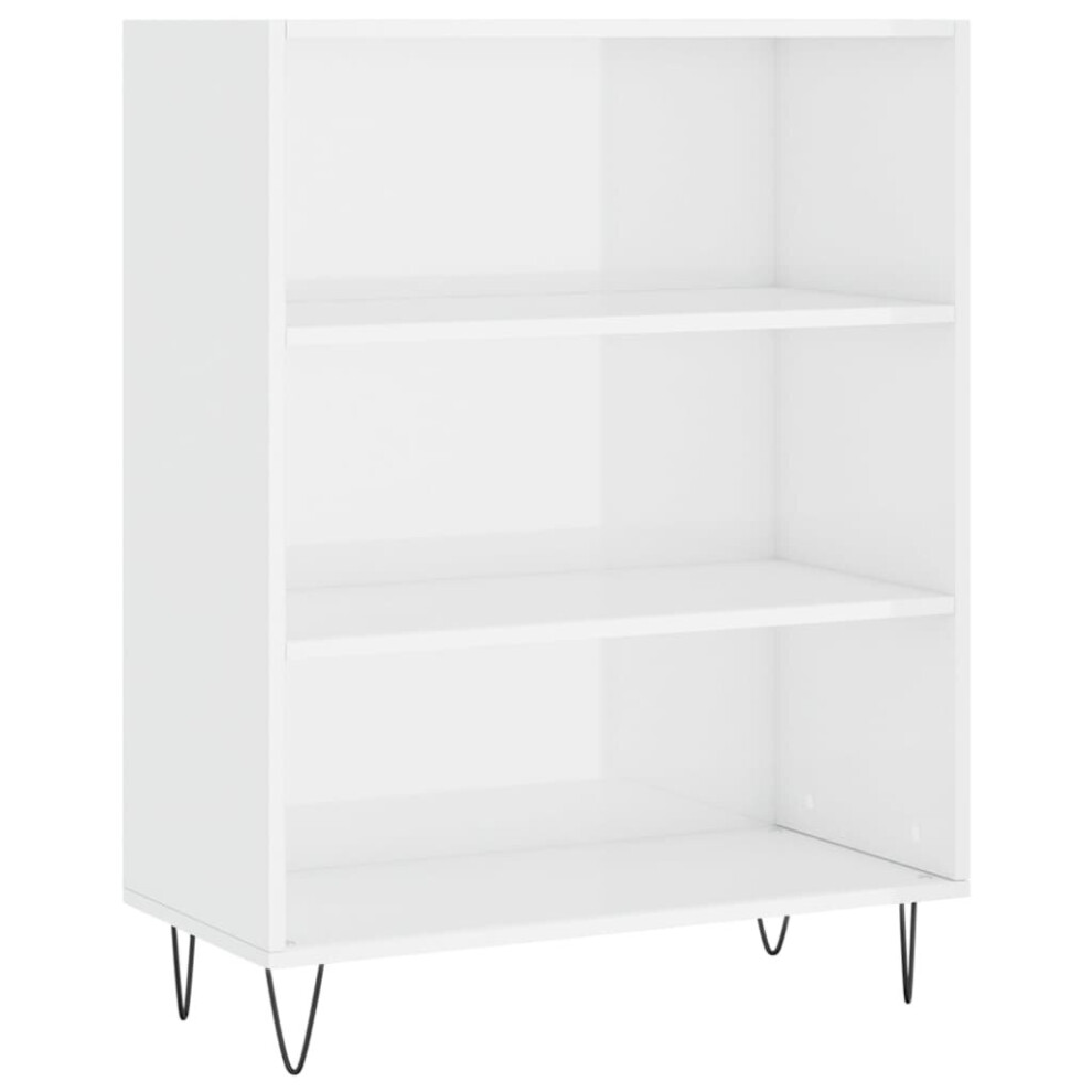 (high Gloss white) vidaXL Bookcase Storage Unit Sideboard Bookshelf Concrete Grey Engineered Wood