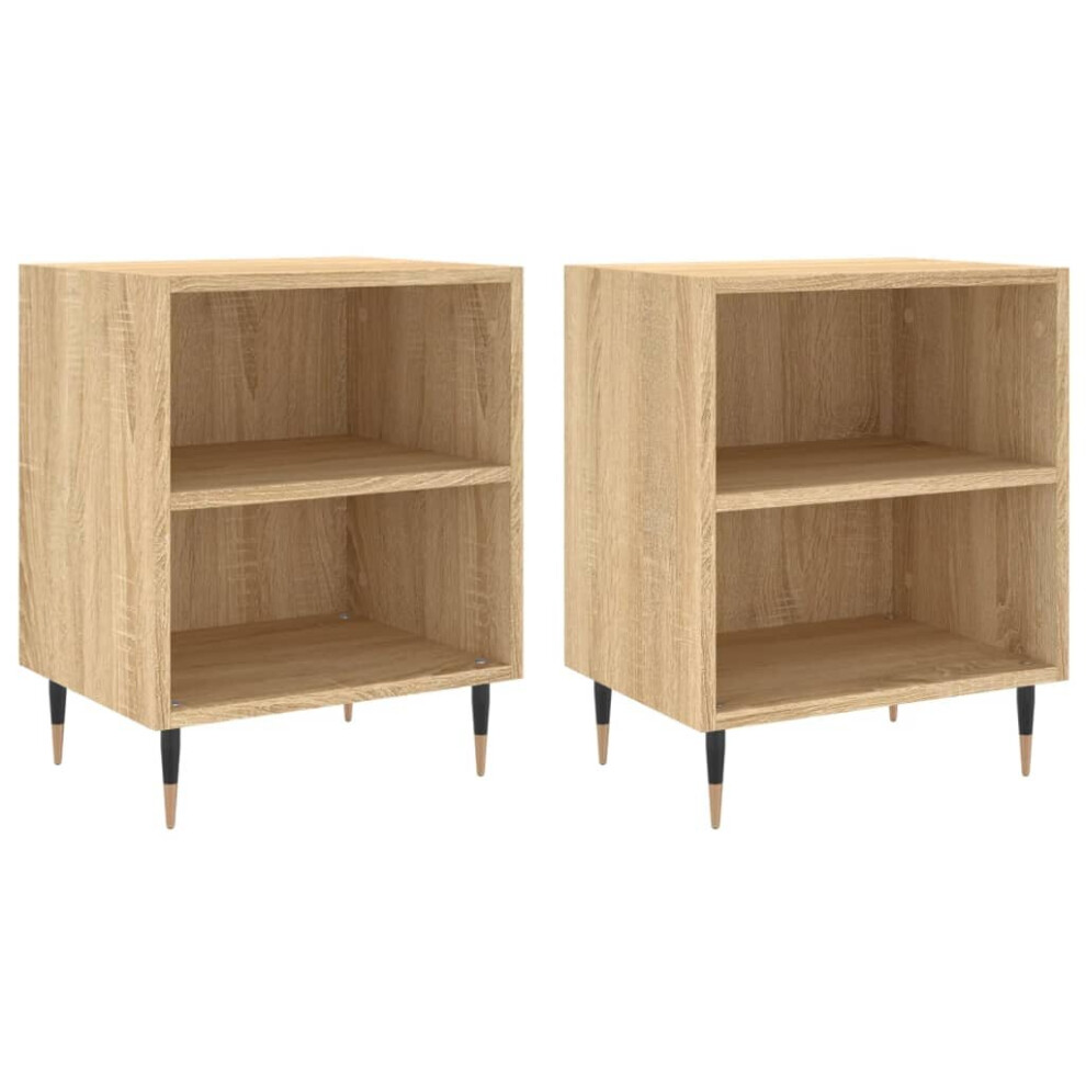 (sonoma oak, 2 pcs) vidaXL Bedside Cabinet Bedside Table Nightstand Sonoma Oak Engineered Wood