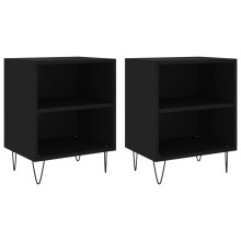 (black, 2 pcs) vidaXL Bedside Cabinets Nightstand Bedside Table Bed Cabinet Engineered Wood