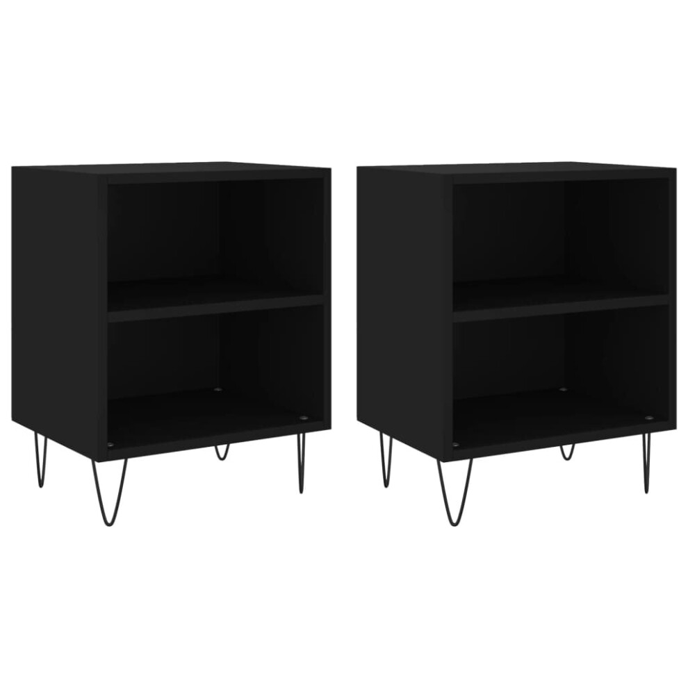 Vidaxl (Black, 2 Pcs) Bedside Cabinets Nightstand Bedside Table Bed Cabinet Engineered Wood