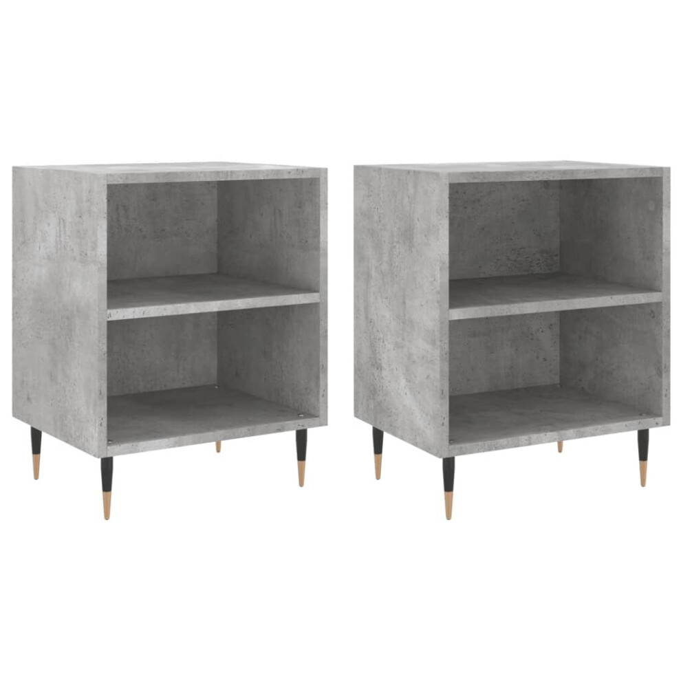 Vidaxl (Concrete Grey, 2 Pcs) Bedside Cabinet Bedside Table Nightstand Sonoma Oak Engineered Wood