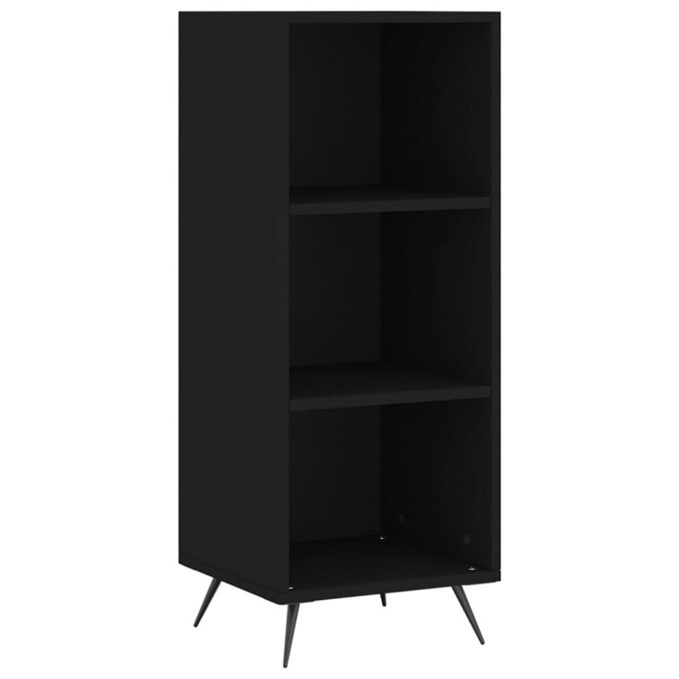 (black) vidaxL Shelf Cabinet Bookcase Display Shelves Storage Black Engineered Wood