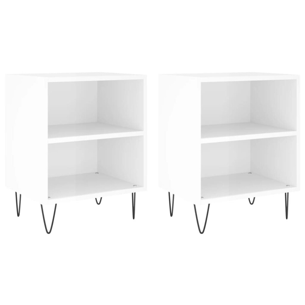 (high gloss white, 2 pcs) vidaXL Bedside Cabinet Bedside Table Nightstand Sonoma Oak Engineered Wood