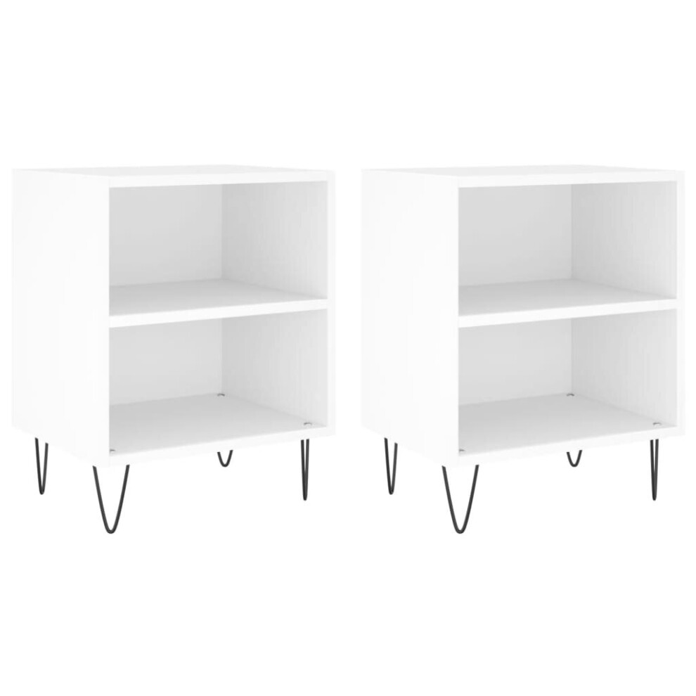 Vidaxl (White, 2 Pcs) Bedside Cabinets Nightstand Bedside Table Bed Cabinet Engineered Wood