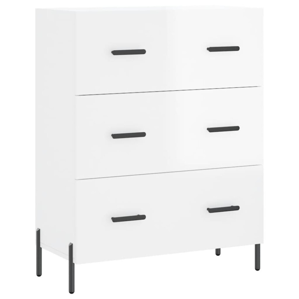 vidaXL Sideboard Storage Cabinet Cupboard High Gloss White Engineered Wood