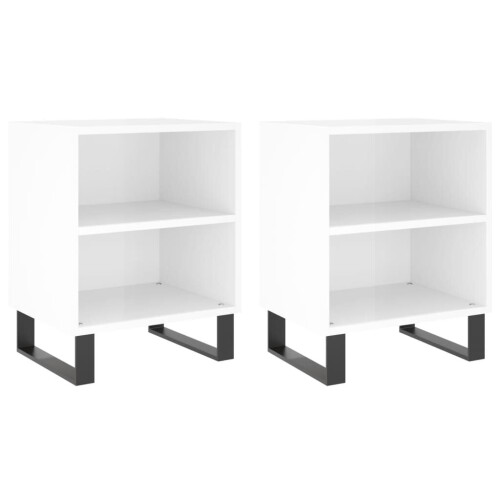 VidaXL (high gloss white, 2 pcs) vidaXL Bedside Cabinet Bed Table Nightstand Side Table Black Engineered Wood