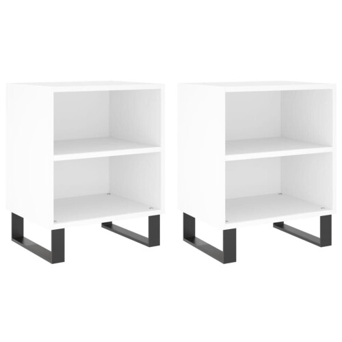 VidaXL (white, 2 pcs) vidaXL Bedside Cabinet Bed Table Nightstand Side Table Black Engineered Wood