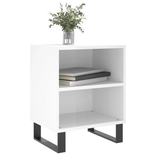 VidaXL (high gloss white, 2 pcs) vidaXL Bedside Cabinet Bed Table Nightstand Side Table Black Engineered Wood 2
