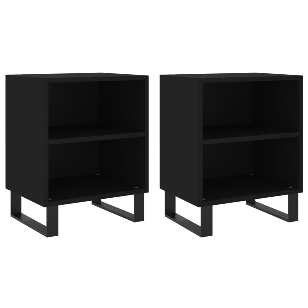 (black, 2 pcs) vidaXL Bedside Cabinet Bed Table Nightstand Side Table Black Engineered Wood