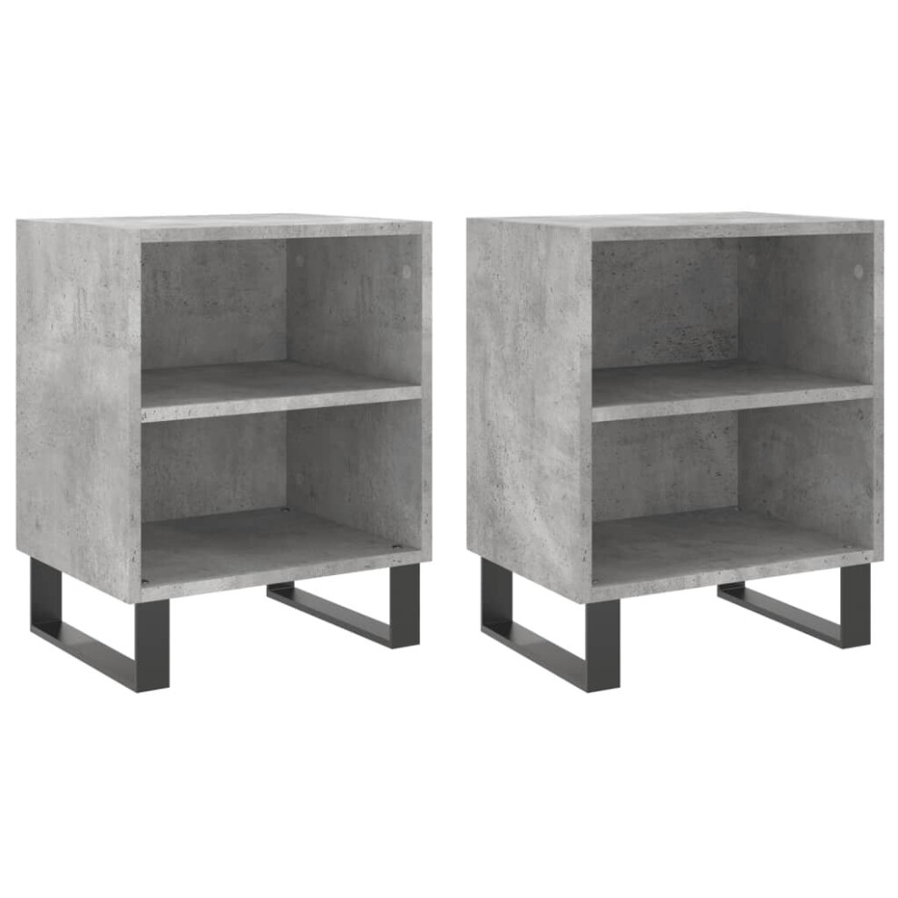 Vidaxl (Concrete Grey, 2 Pcs) Bedside Cabinet Bed Table Nightstand Side Table Black Engineered Wood
