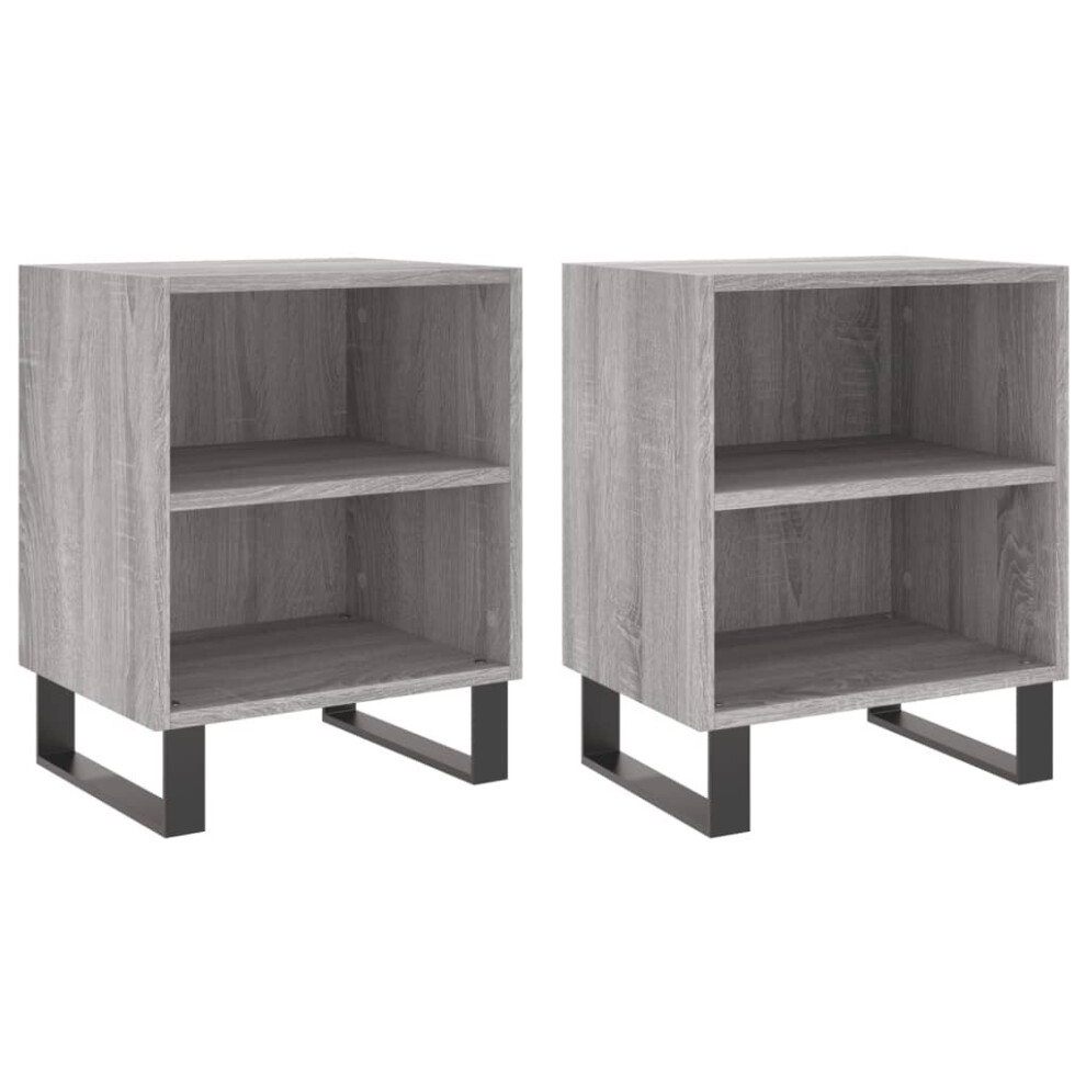 (grey sonoma, 2 pcs) vidaXL Bedside Cabinet Bed Table Nightstand Side Table Black Engineered Wood