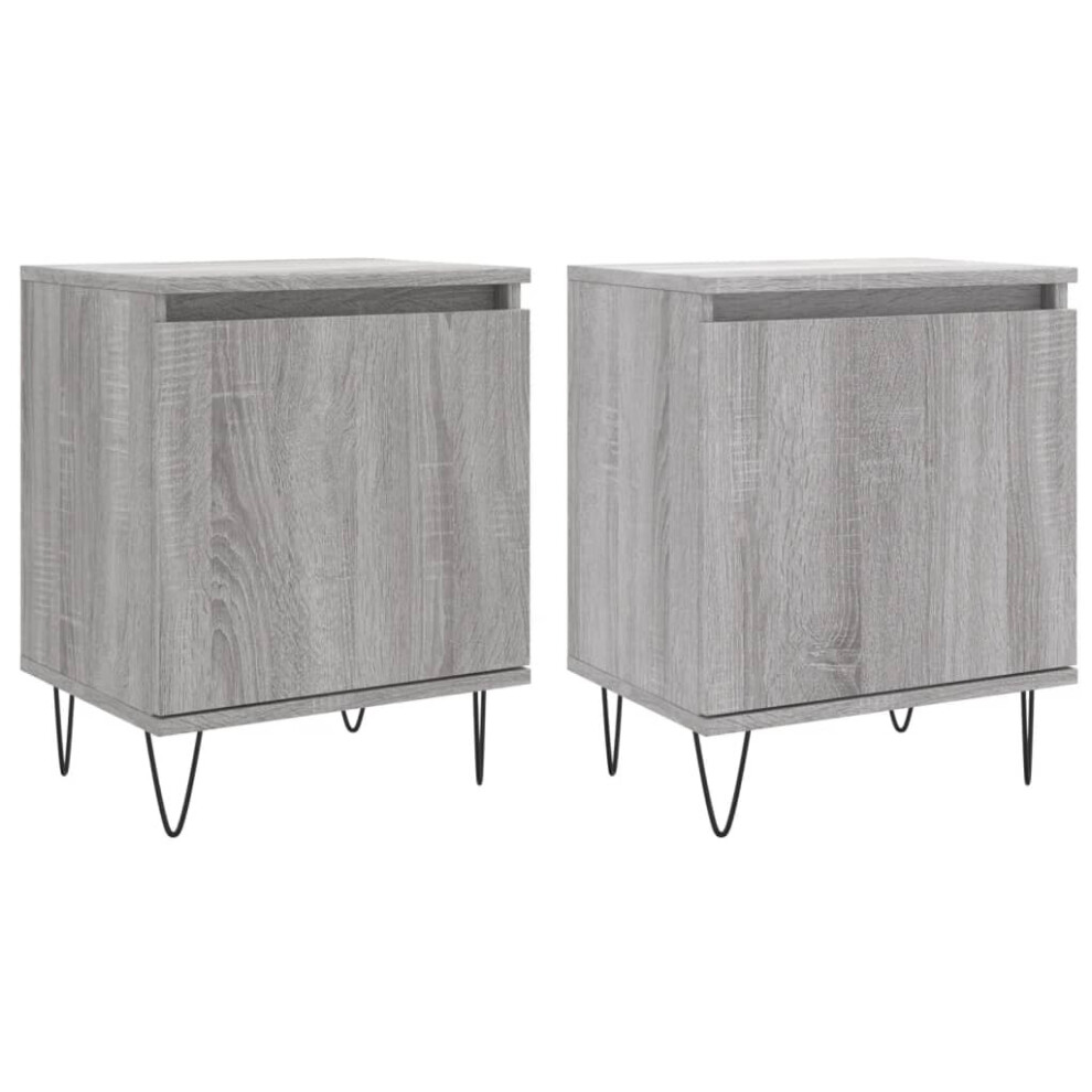 (grey sonoma, 2 pcs) vidaXL Bedside Cabinets Bedside Table 2 pcs High Gloss White Engineered Wood