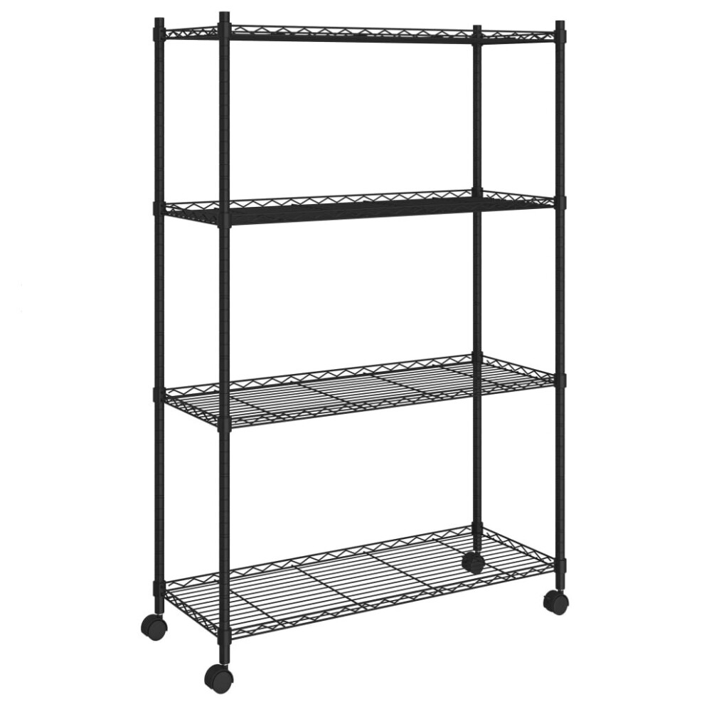 (black) vidaXL 5-Tier Storage Shelf with Wheels Shelving Set Chrome/Black Multi Sizes