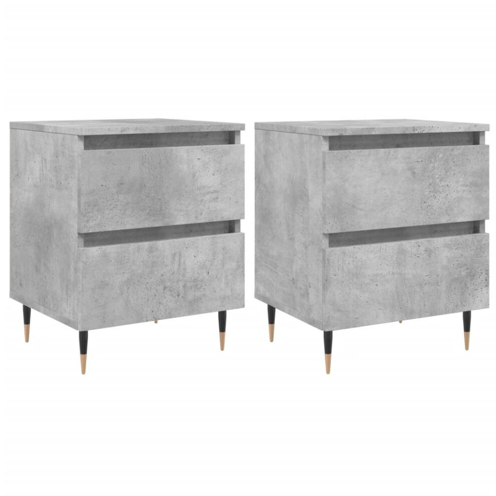 Vidaxl (Concrete Grey, 2 Pcs) Bedside Cabinets Side Table Bedstand 2 Pcs Grey Sonoma Engineered Wood