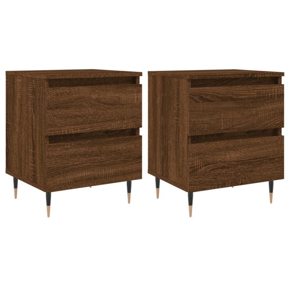 (brown oak, 2 pcs) vidaXL Bedside Cabinets Side Table Bedstand 2 pcs Grey Sonoma Engineered Wood