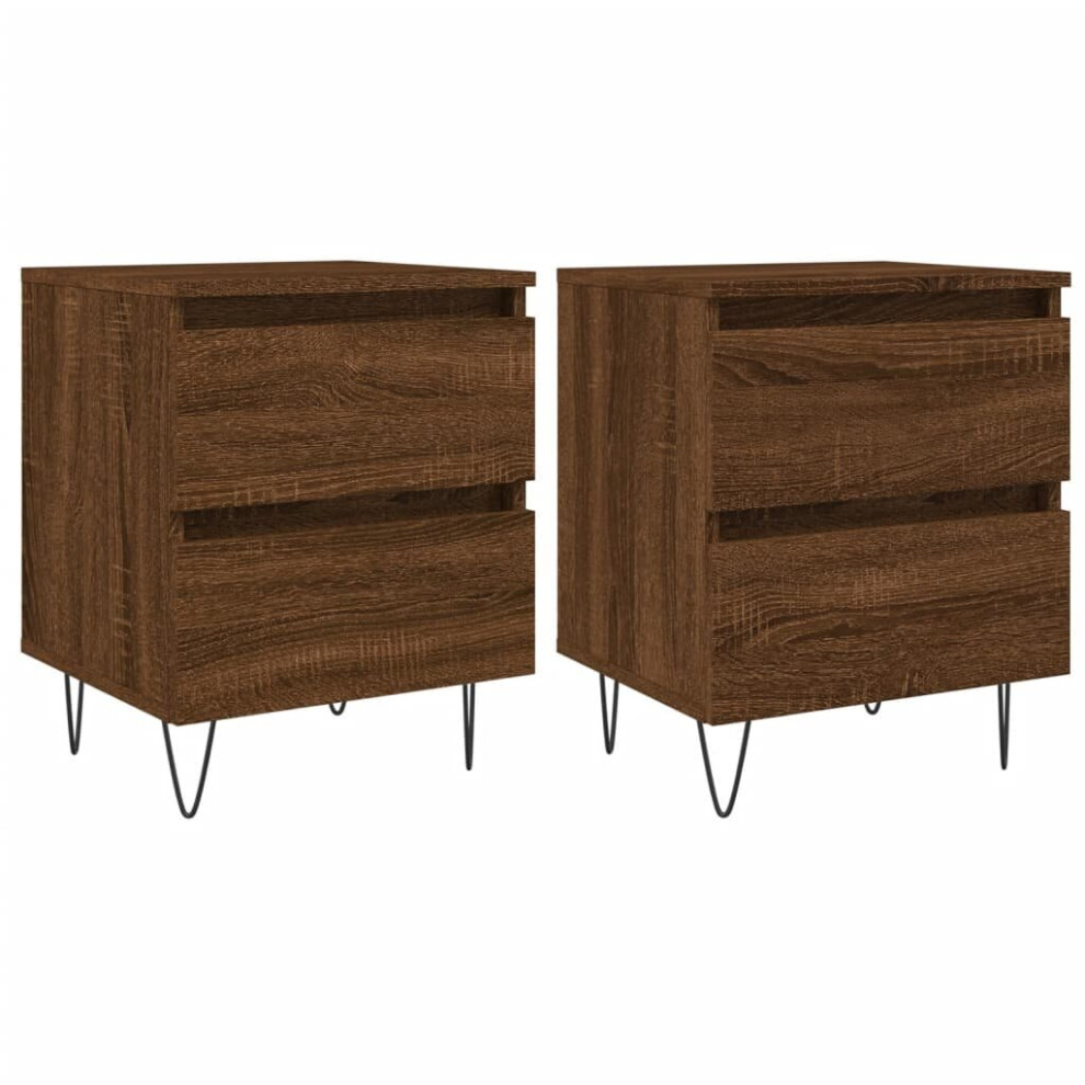 (brown oak, 2 pcs) vidaXL Bedside Cabinets Side Table Nightstand 2 pcs Sonoma Oak Engineered Wood