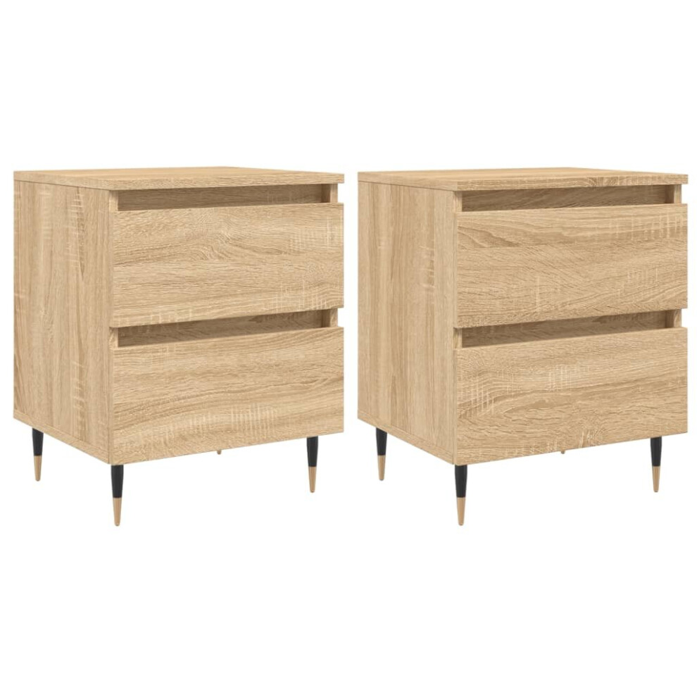 (sonoma oak, 2 pcs) vidaXL Bedside Cabinets Side Table Bedstand 2 pcs Grey Sonoma Engineered Wood