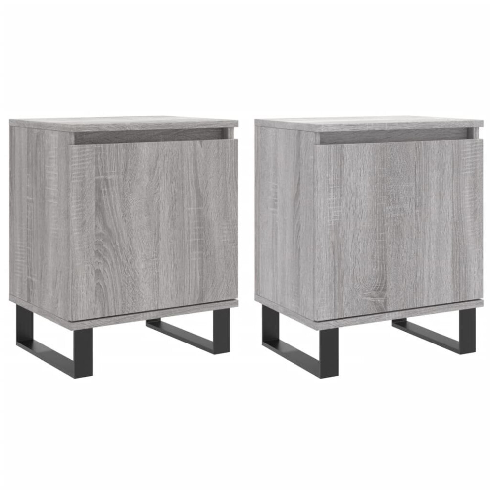 (grey sonoma, 2 pcs) vidaXL Bedside Cabinet Bedside Table Nightstand Smoked Oak Engineered Wood