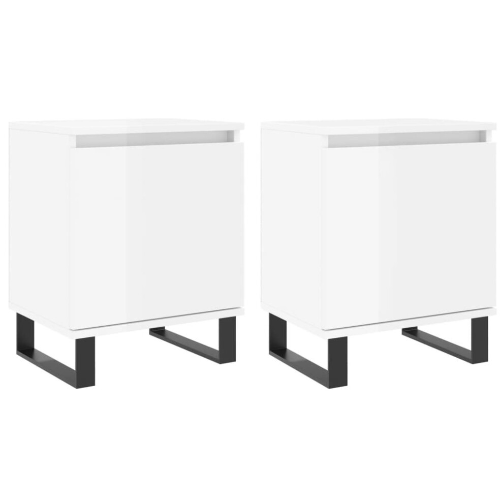 (high Gloss white, 2 pcs) vidaXL Bedside Cabinet Bedside Table Nightstand Smoked Oak Engineered Wood