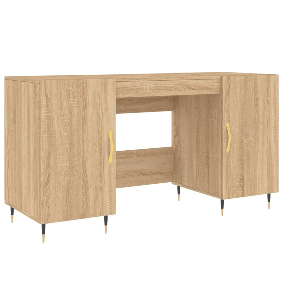 Vidaxl (Sonoma Oak) Desk Computer Desk Writing Table Office Work Desk White Engineered Wood