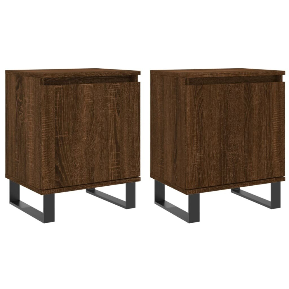 (brown oak, 2 pcs) vidaXL Bedside Cabinet Bedside Table Nightstand Smoked Oak Engineered Wood