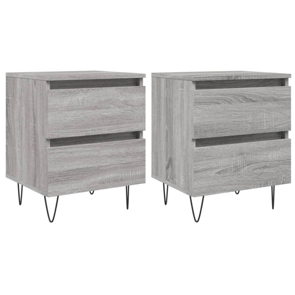 (grey sonoma, 2 pcs) vidaXL Bedside Cabinets Side Table Nightstand 2 pcs Sonoma Oak Engineered Wood