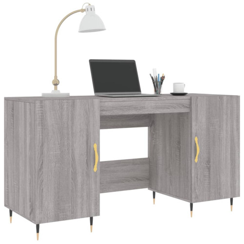 VidaXL (grey sonoma) vidaXL Desk Computer Desk Writing Table Office Work Desk White Engineered Wood 2