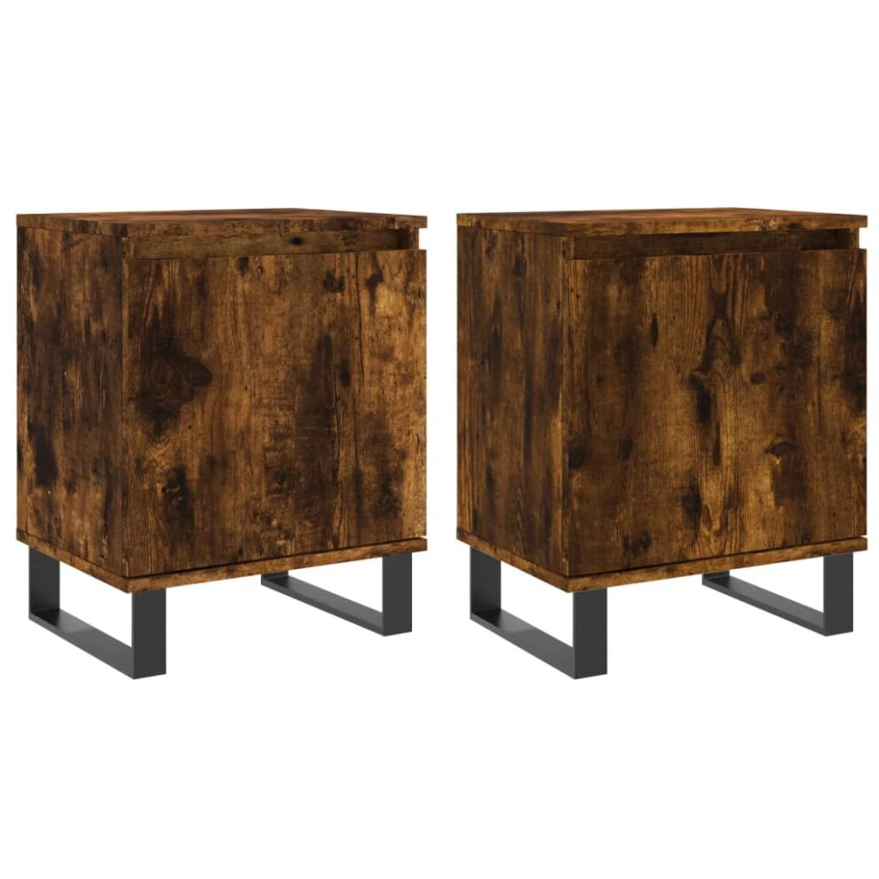 Vidaxl (Smoked Oak, 2 Pcs) Bedside Cabinet Bedside Table Nightstand Smoked Oak Engineered Wood