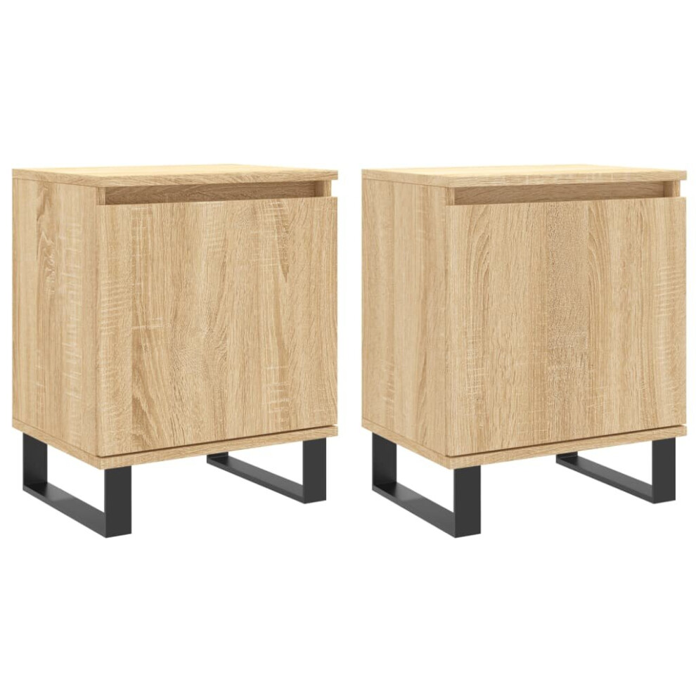 (sonoma oak, 2 pcs) vidaXL Bedside Cabinet Bedside Table Nightstand Smoked Oak Engineered Wood