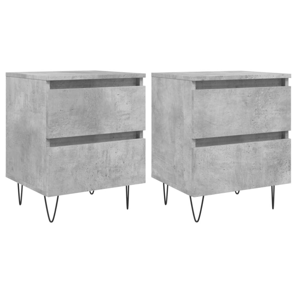 (concrete grey, 2 pcs) vidaXL Bedside Cabinets Side Table Nightstand 2 pcs Sonoma Oak Engineered Wood