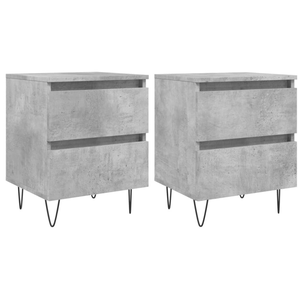 Vidaxl (Concrete Grey, 2 Pcs) Bedside Cabinets Side Table Nightstand 2 Pcs Sonoma Oak Engineered Wood