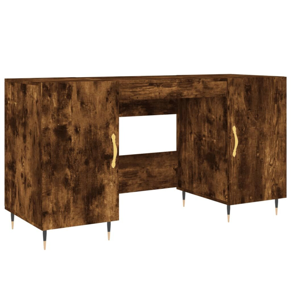 Vidaxl (Smoked Oak) Desk Computer Desk Writing Table Office Work Desk White Engineered Wood