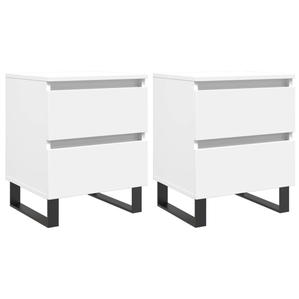 Vidaxl (White, 2 Pcs) Bedside Cabinets Side Table Nightstand 2 Pcs Sonoma Oak Engineered Wood
