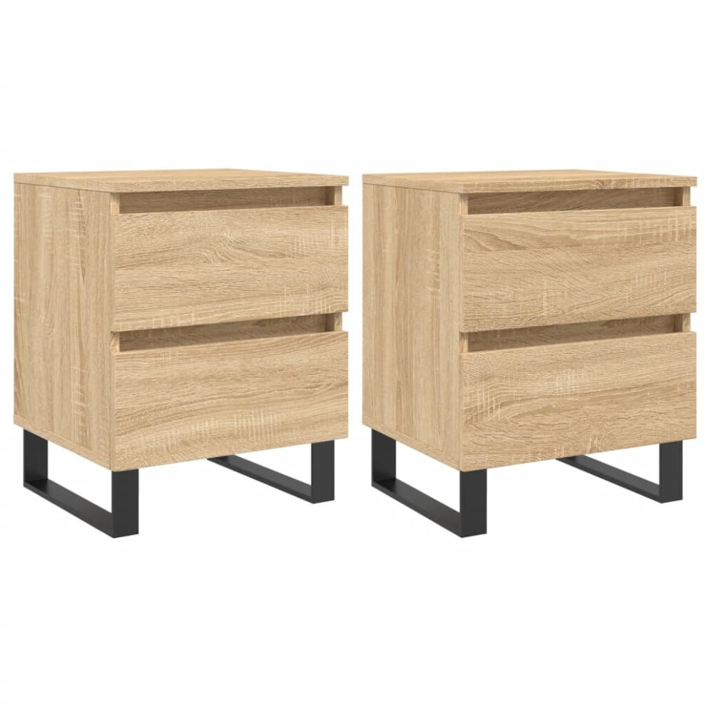 Vidaxl (Sonoma Oak, 2 Pcs) Bedside Cabinets Side Table Nightstand 2 Pcs Sonoma Oak Engineered Wood