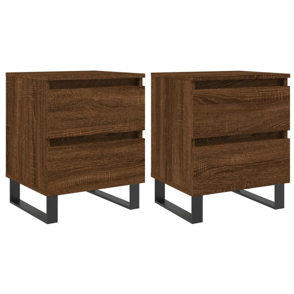 (brown oak, 2 pcs) vidaXL Bedside Cabinets Side Table Nightstand 2 pcs Sonoma Oak Engineered Wood